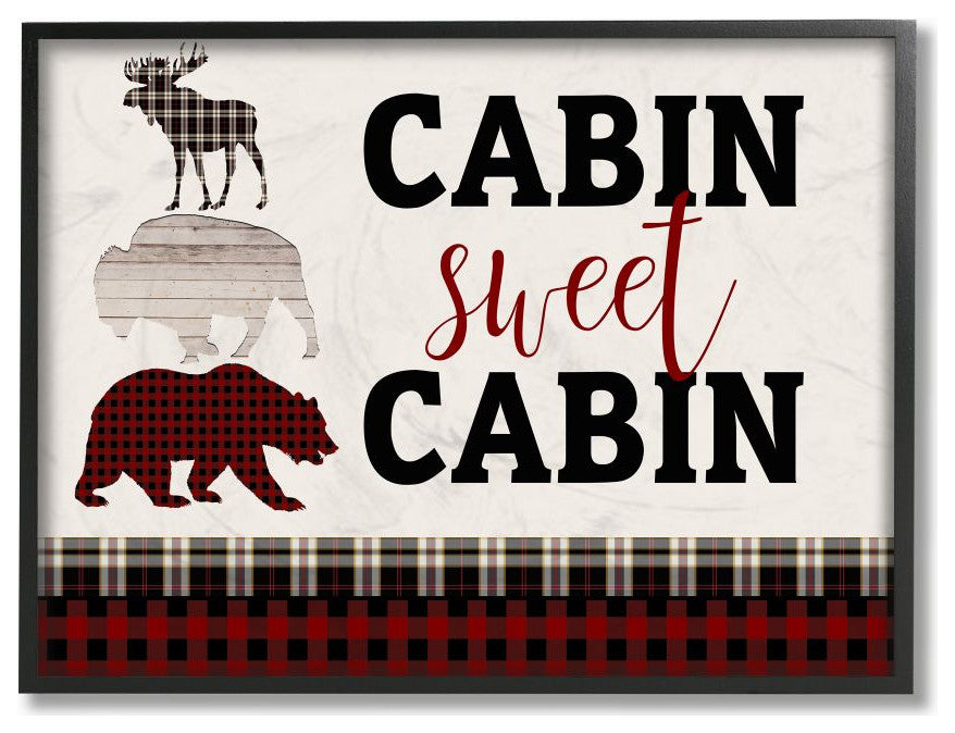 Cabin Sweet Cabin Words Forest Animals Red Plaid Greeting,1pc, each 16 x 20
