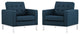 Modern Azure Loft Armchairs Upholstered Fabric Set of 2