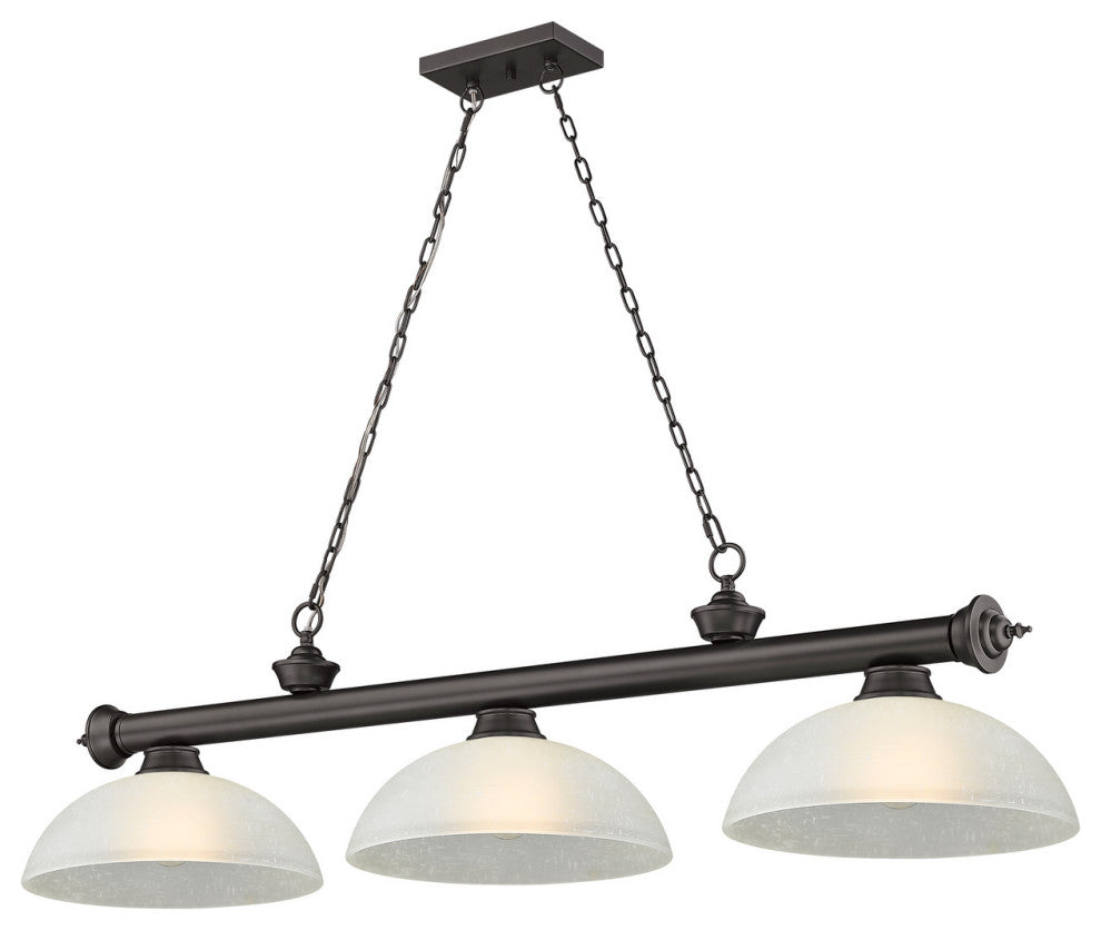 Zlite 2306-3BRZ-DWL14 3-Light Billiard, White Linen