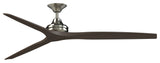 Fanimation Spitfire 72" Fan, Brushed Nickel Motor, Dark Walnut Wood Blades