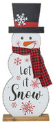 36"H Lighted Wooden Christmas Snowman Porch Decor