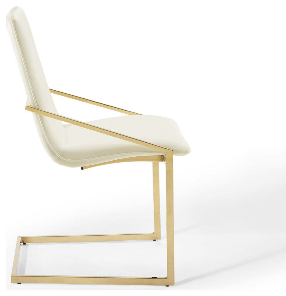 Pitch Performance Velvet Dining Armchair - Gold Ivory