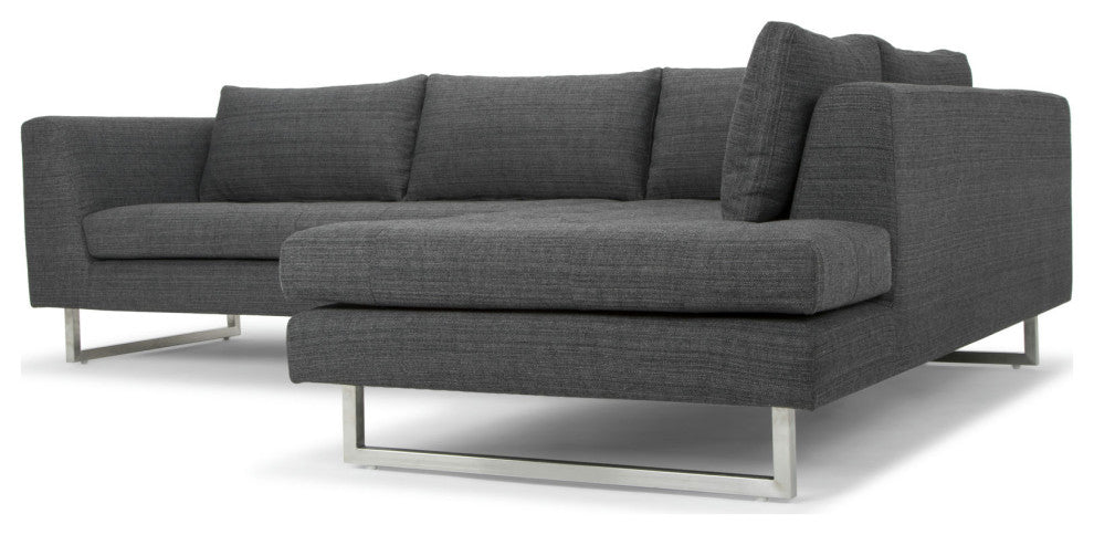 Janis Sectional Sofa Right Hand Facing in Dark Grey Wool Tweed by Nuevo