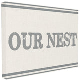 'Our Nest Flour Sack Typography', Stretched Canvas, 24"x1.5"x30"