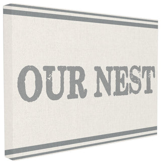 'Our Nest Flour Sack Typography', Stretched Canvas, 24"x1.5"x30"