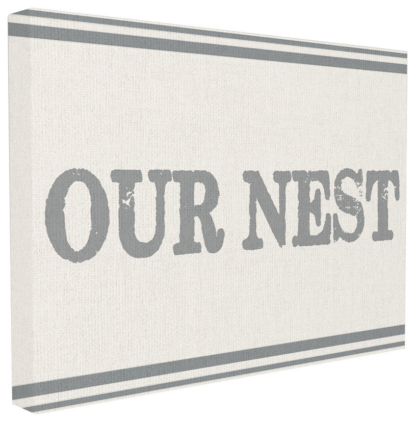 'Our Nest Flour Sack Typography', Stretched Canvas, 24"x1.5"x30"