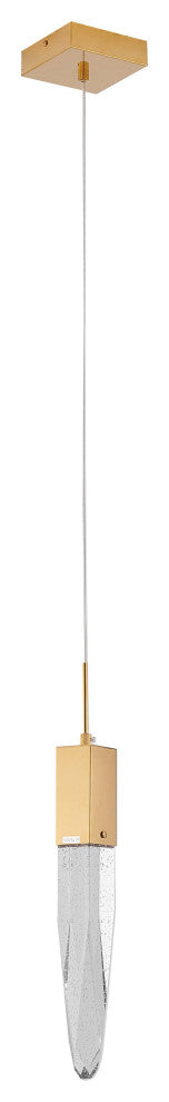 Gold Metal Single Pendant Lighting Clear Bubble Iceberg Crystal