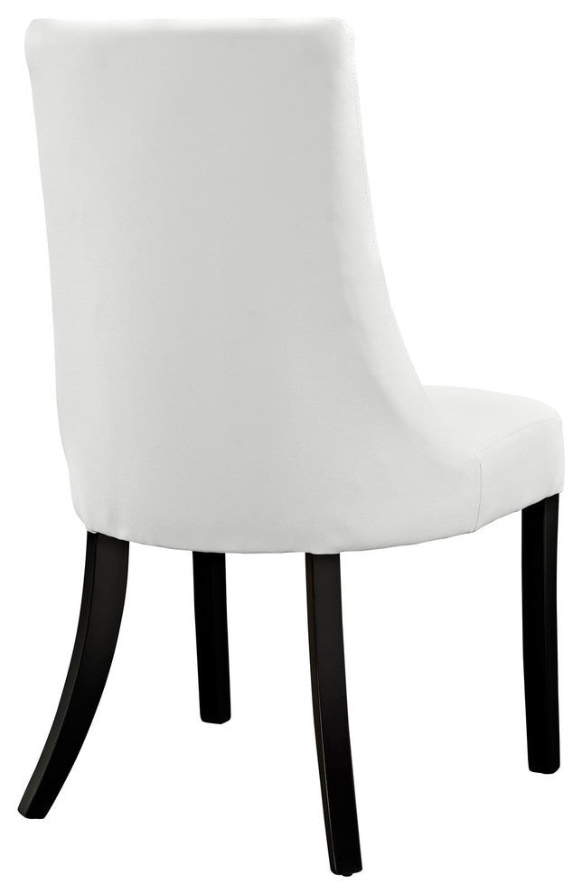 Modern Contemporary Kitchen Vinyl Dining Chair Set of 2 White