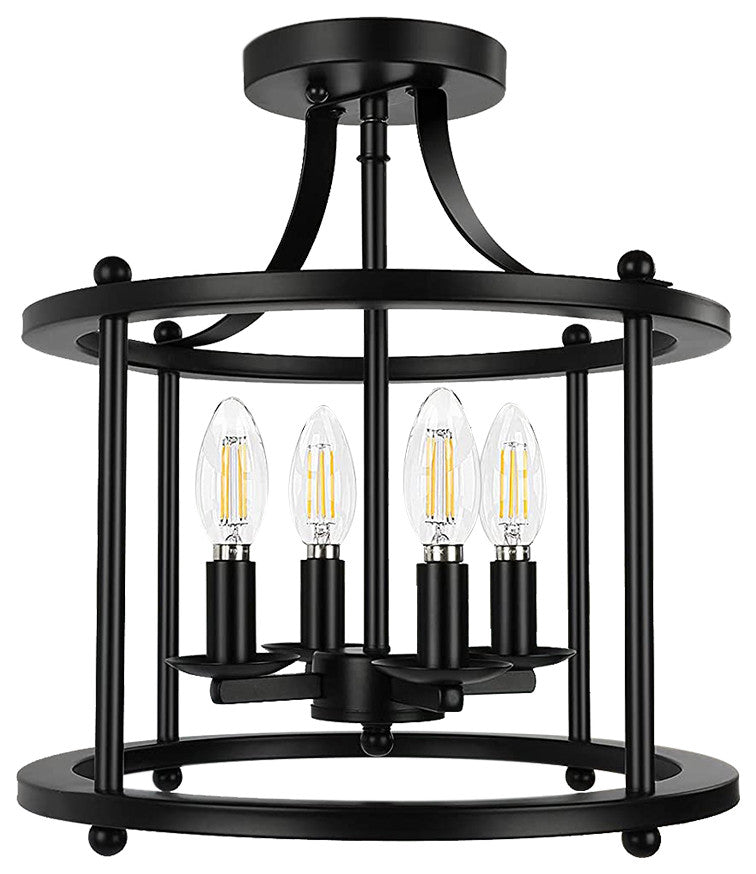 4-Light Lantern Semi Flush Mount