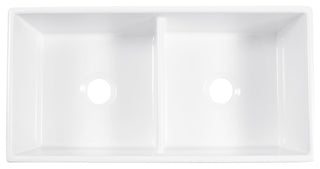 Austen Crisp White Fireclay 36" Double Bowl Farmhouse Undermount Kitchen Sink