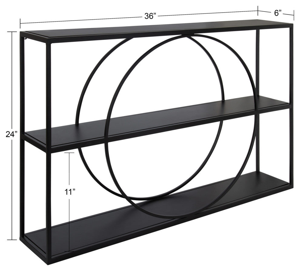 Geometric Pirzada Wall Shelf, Black 36x24