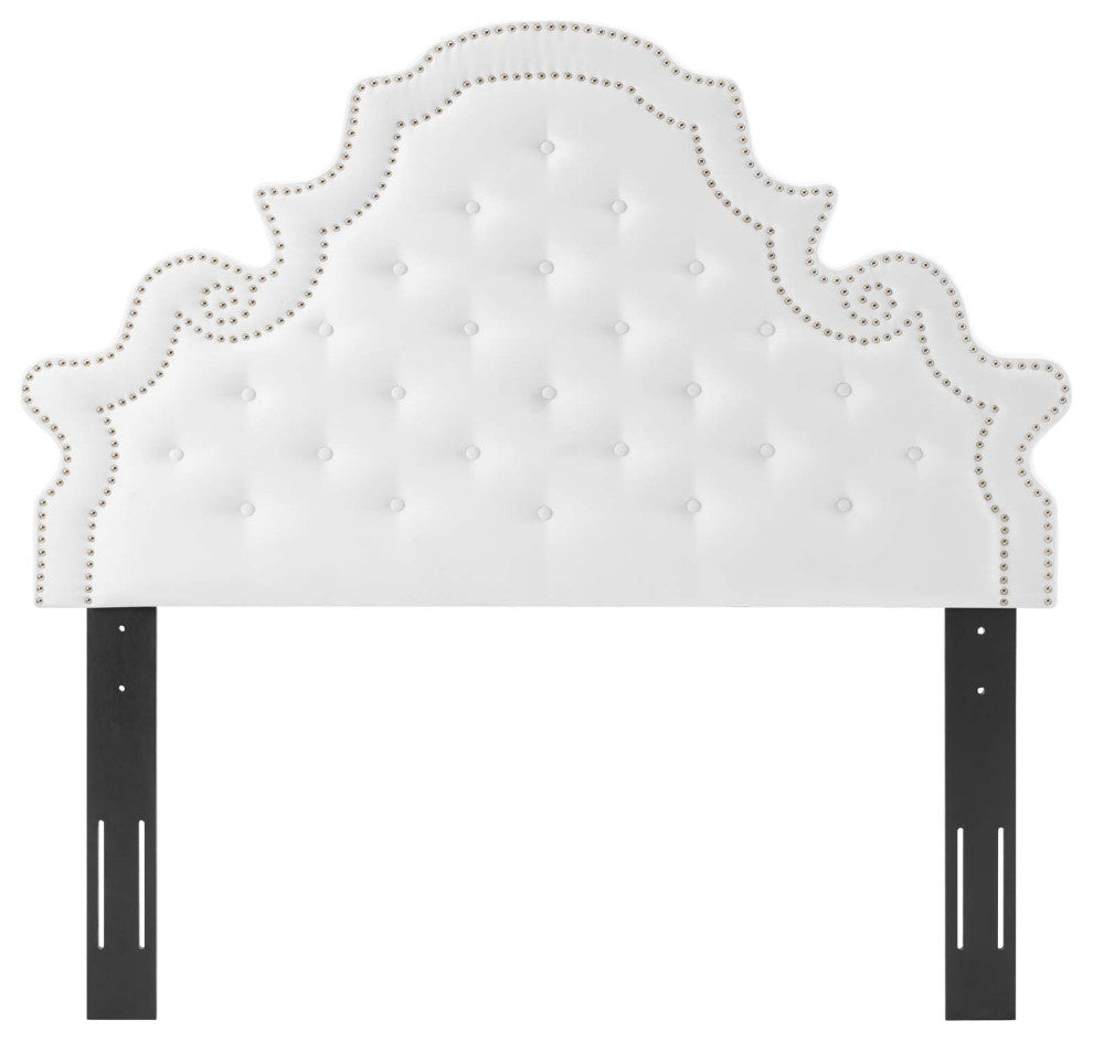 Tufted Headboard, Full Queen Size, Velvet, White, Modern Contemporary, Bedroom