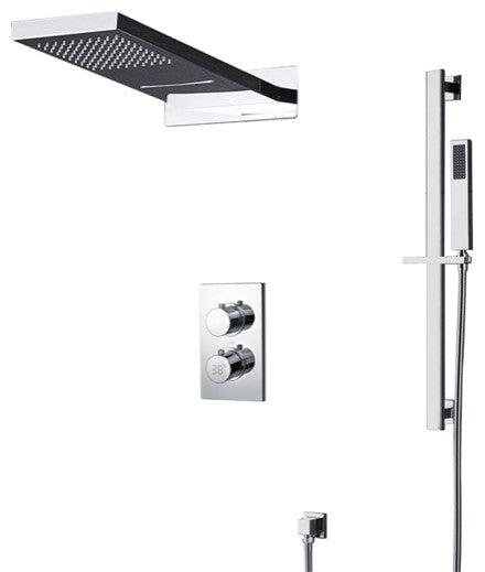 Ardea 22" Chrome Digital Rainfall Shower System, Square Handheld Shower, Non LED