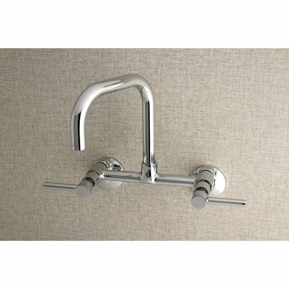 Kingston Brass Two-Handle Wall Mount Kitchen Faucet, Polished Chrome