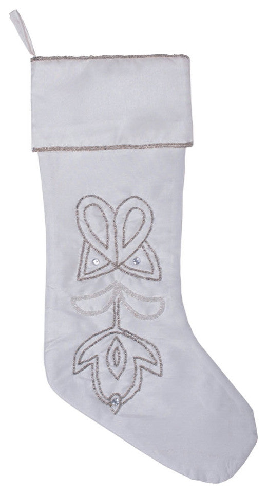 Vickerman Qtx17021 Decorative 8"X19" Pointed Beaded Christmas Stocking