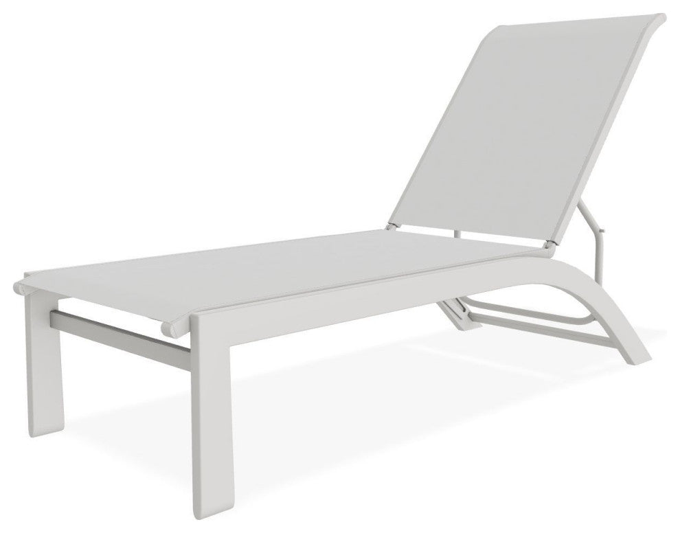 Kendall Sling Stackable Outdoor Chaise Lounge, White/Snow