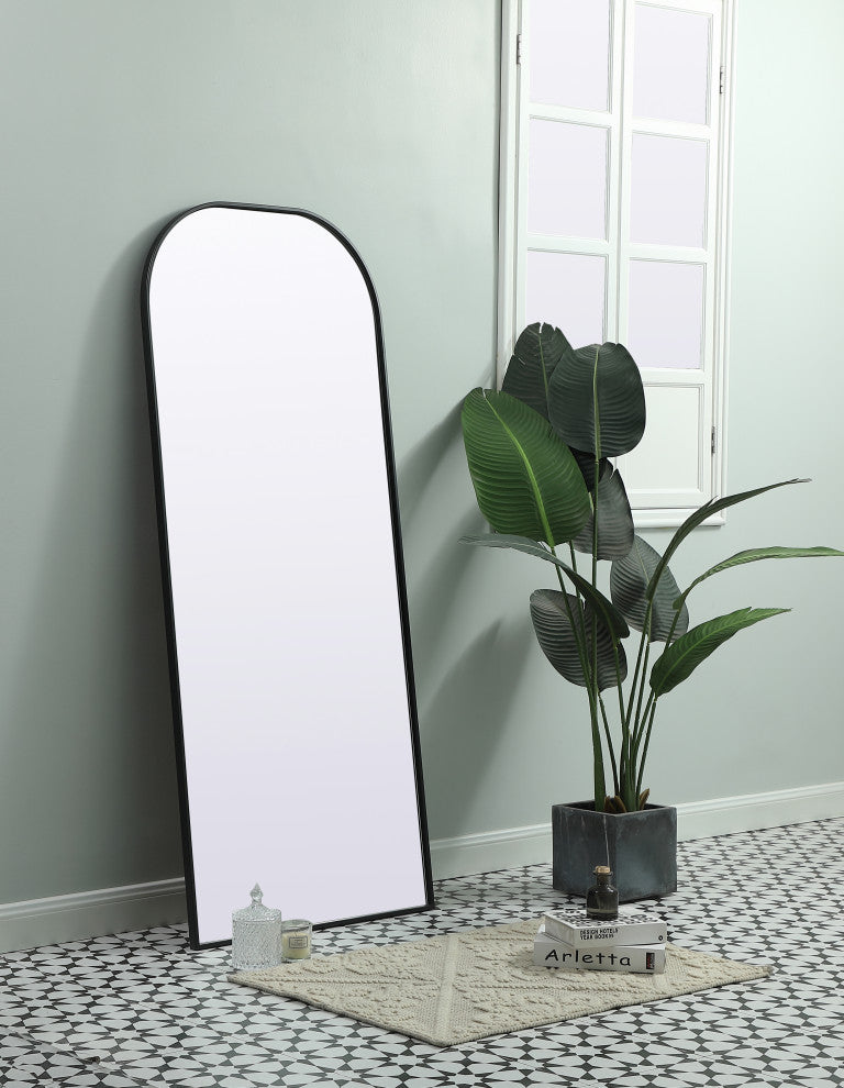 Metal Frame Arch Full Length Mirror 28X66 Inch, Black