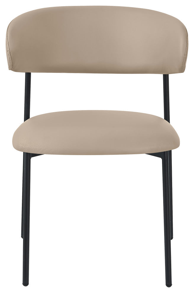 Lupita Vegan Leather Dining Chair, Set of 2, Taupe, Matte Black Finish