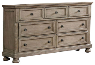 7 Drawers Wooden Dresser With Bun Feet Design, Gray