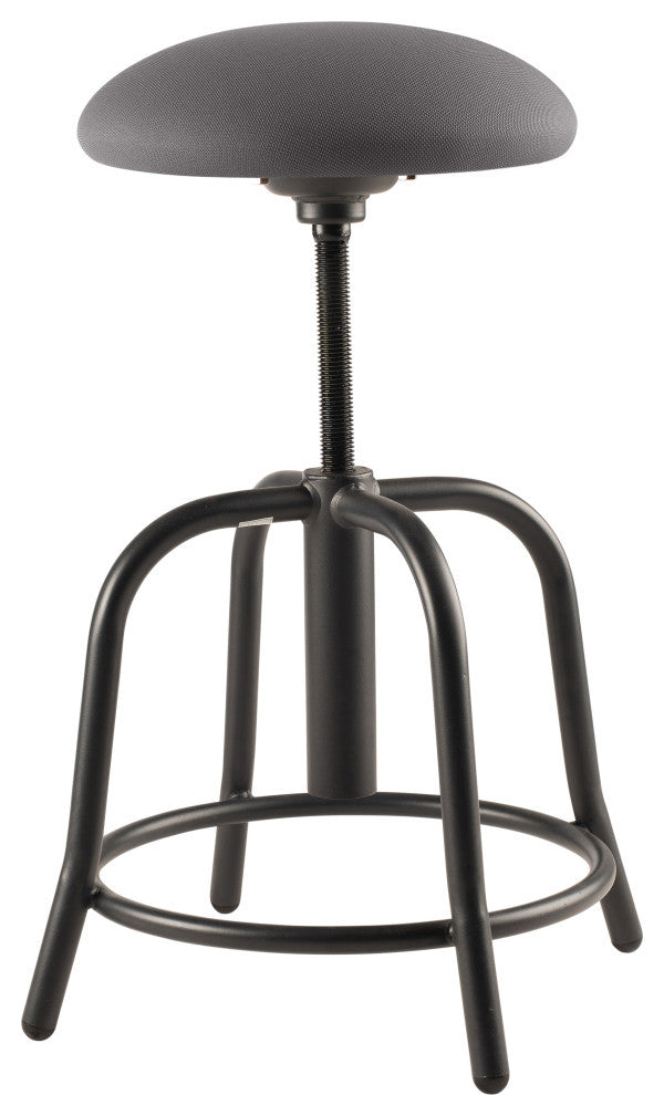 NPS 18"-25" Height Adjustable Stool, 3" Fabric Charcoal Seat, Black Frame