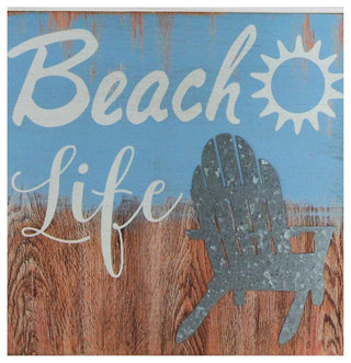 8" Decorative "œBeach Life" Distressed Wooden Wall Plague