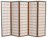 5' Tall Window Pane Shoji Screen, Walnut, 5 Panels