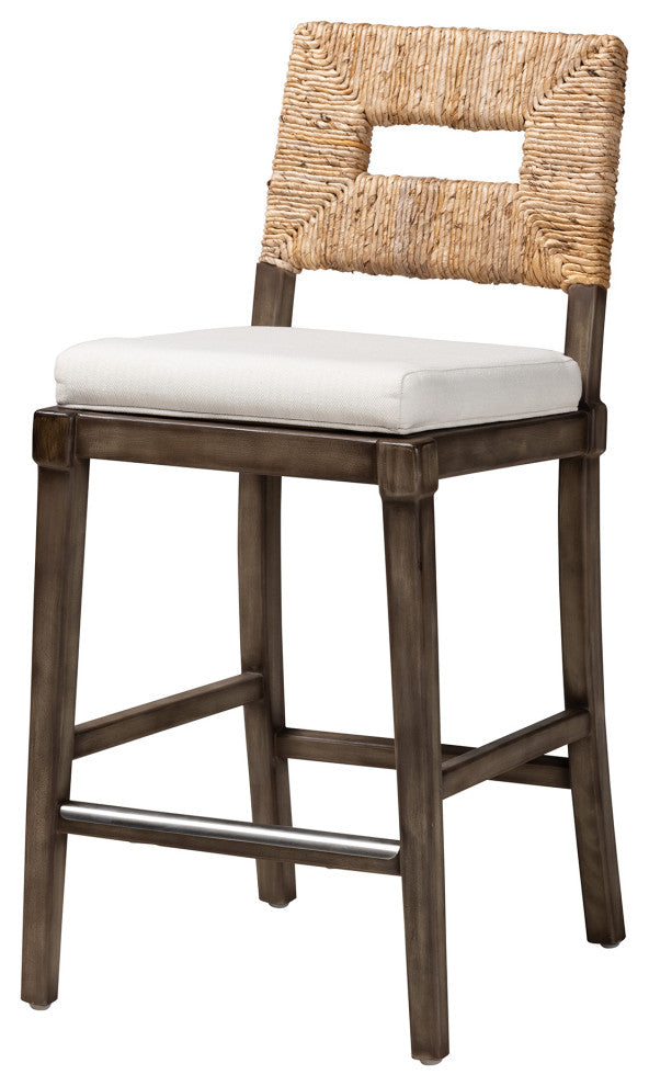Eila Mahogany & Rattan Counter Stool