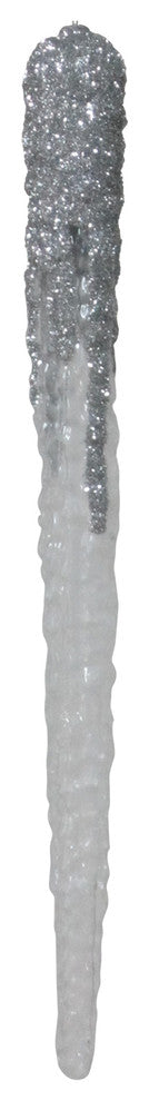 36" Icicle With Silver Glitter