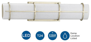 Grid LED 1-Light White Linen Glass LED Modern Wall Light, Silver Ridge