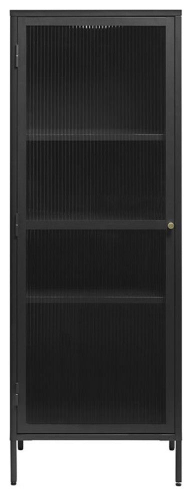 1-Door Glass & Metal Display Cabinet in Black
