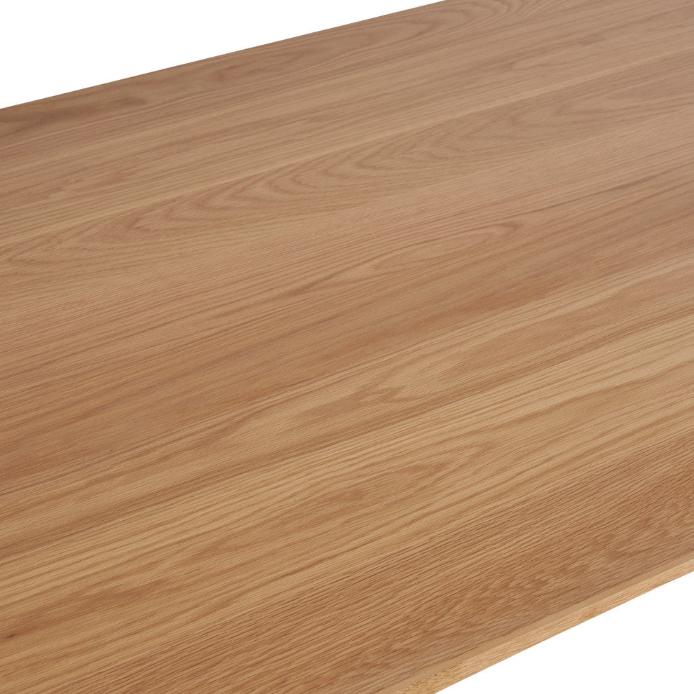 GDF Studio Grace Mid-Century 6-Seater Rubberwood With Walnut Veneer Dining Table, Natural Oak