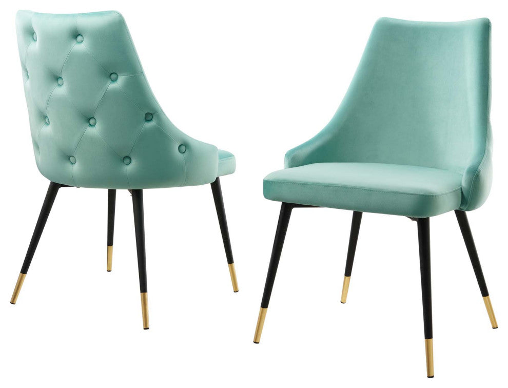 Side Dining Chair, Set of 2, Velvet, Blue, Modern, Bistro Restaurant Hospitality