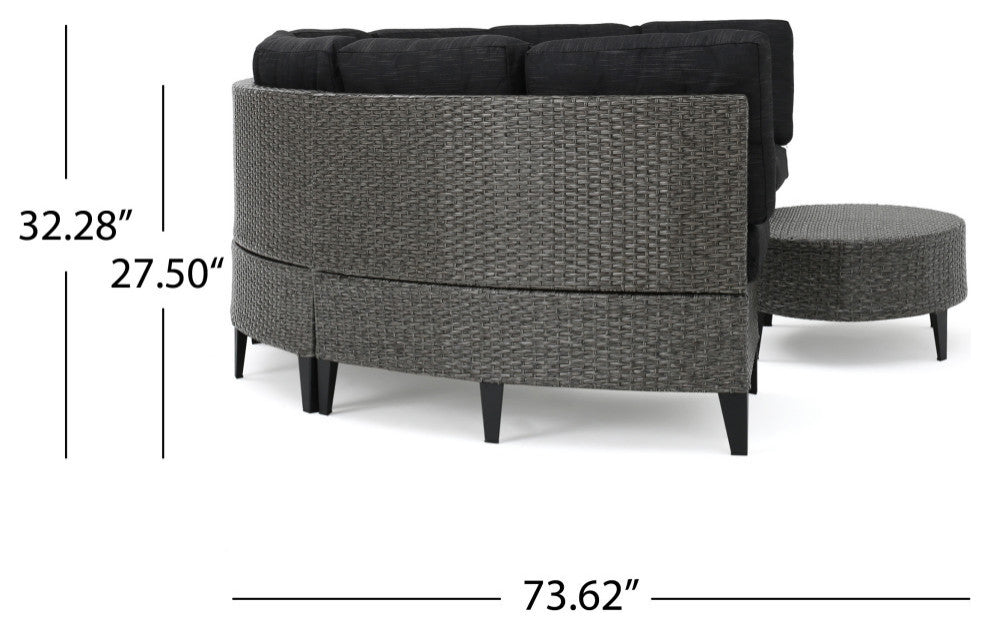 GDF Studio 10-Piece Currituck Outdoor Mixed Black Wicker Sofa, Dark Gray, Set