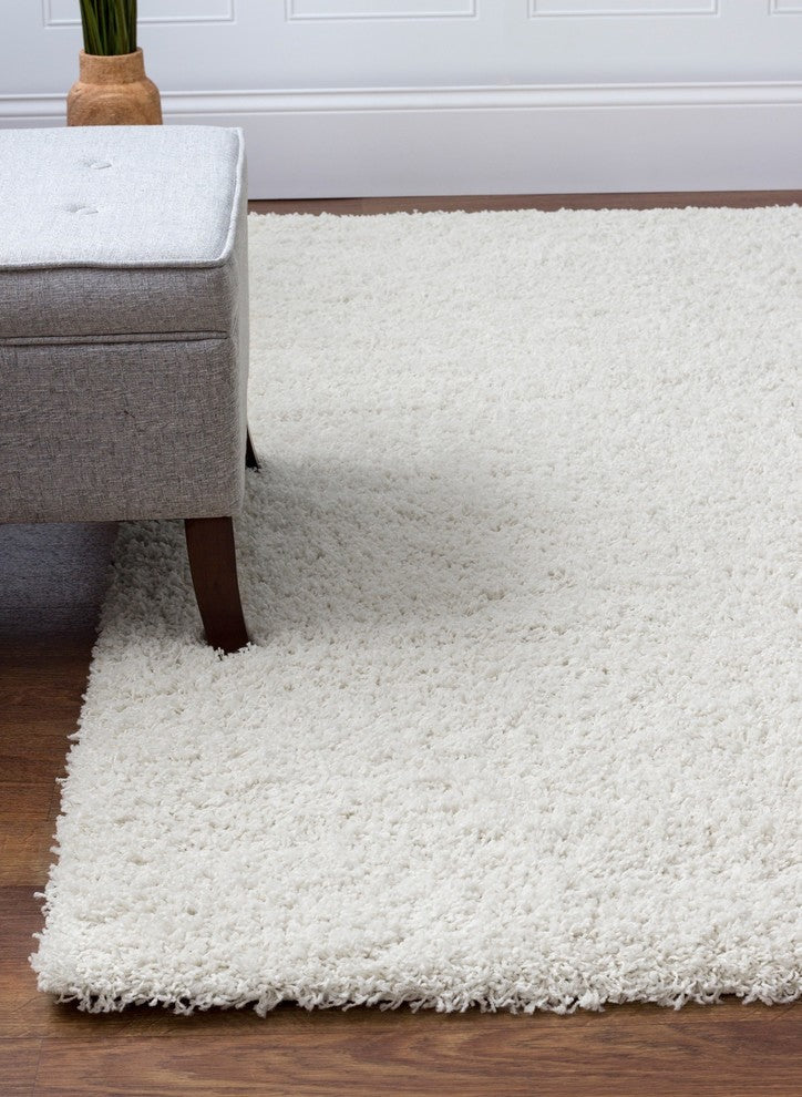 Louann Solid Shag Rug - Ivory - 5' X 7'