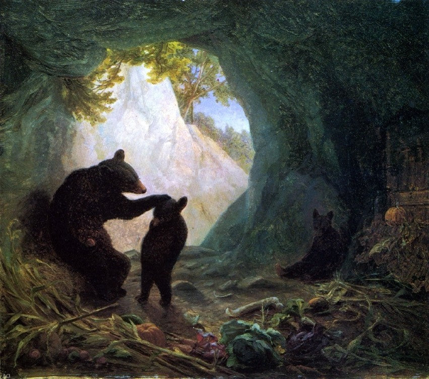 William Holbrook Beard Bear and Cubs, 20"x25" Gallery Wrapped Canvas Print