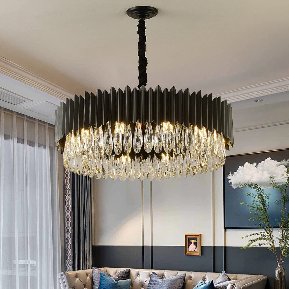 Lugano Crystal Chandelier, Diameter 37"