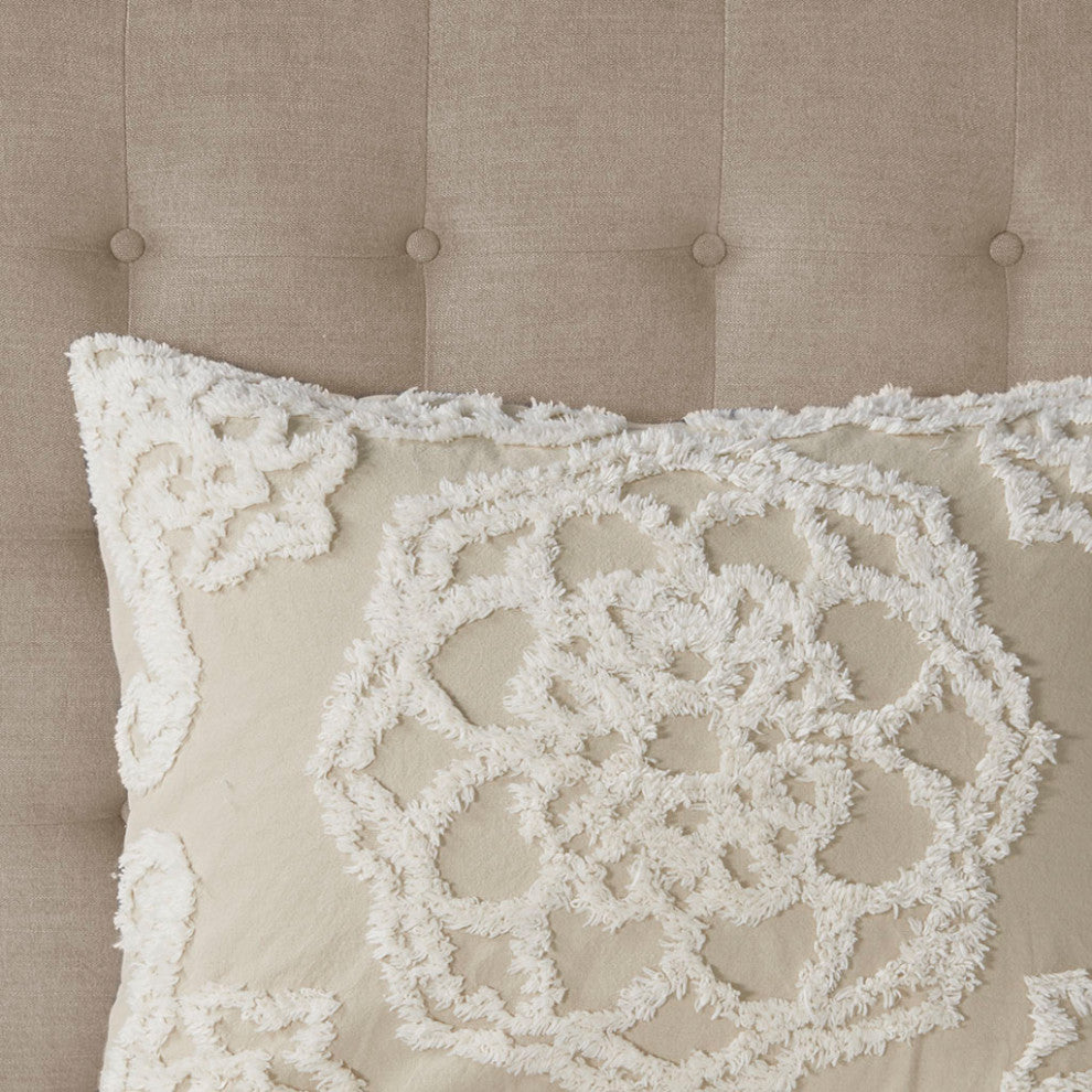 Madison Park Laetitia 3 piece Tufted Cotton duvet cover set, Taupe