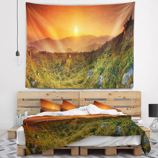Summer in Mountains Panorama Abstract Wall Tapestry, 80"x68"