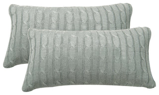 Cable Knit 2 Piece Lumbar Pillow Shell Set, Ghost Gray, 2 Piece, 14"x26"