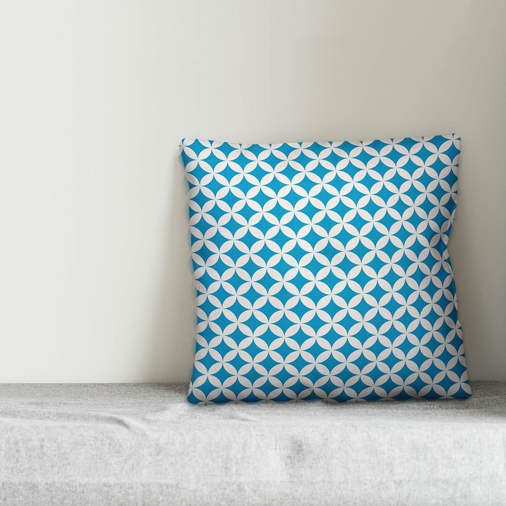 Blue Diamond Pattern Outdoor Throw Pillow, 20"x20"