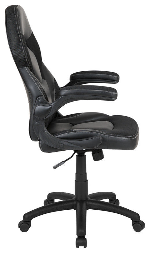 Gaming Chair Racing Office Ergonomic Computer PC Chair, Black Leather