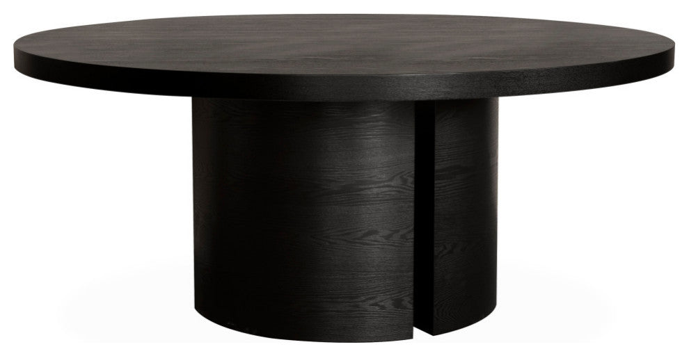 Lugano Dining Table, 71", Transitional, Round, Ebony Oak