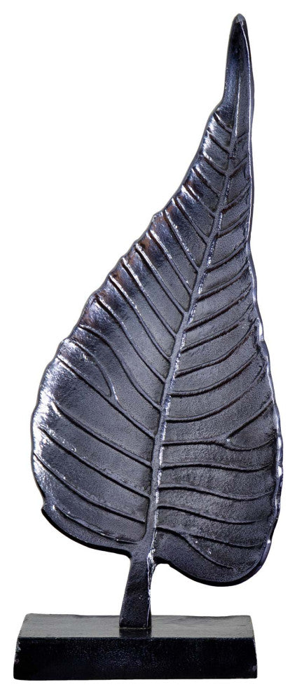 17in. Aluminum Bodhi Leaf Sculpture Decorative Accent