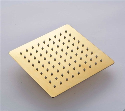 12" Solid Brass Square Gold Rainfall Wall Mount Shower Head