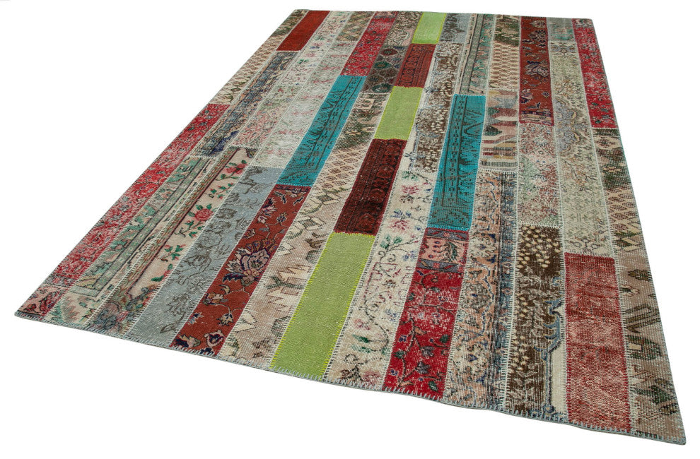 Rug N Carpet - Handwoven Anatolian 6' 8" x 10' 1" Wool Patchwork Area Rug