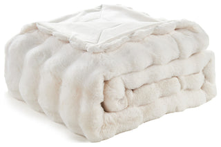 Textured Bubble Faux Fur Throw Blanket, White, 50''x60''