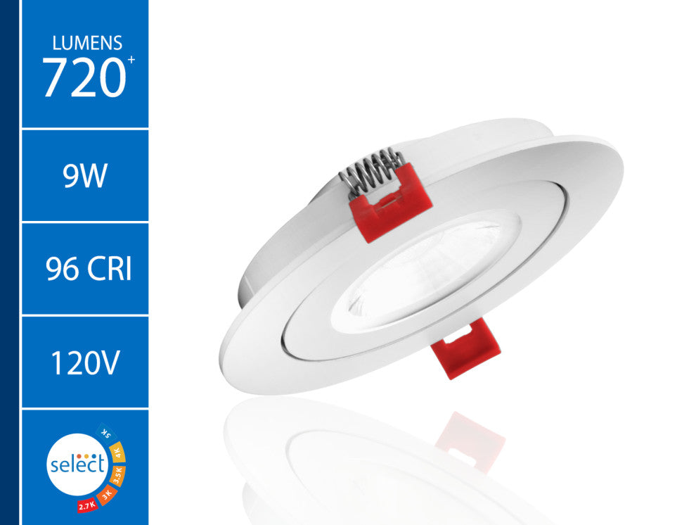DGF 4" Selectable Canless Floating Gimbal LED Recessed Downlight, White