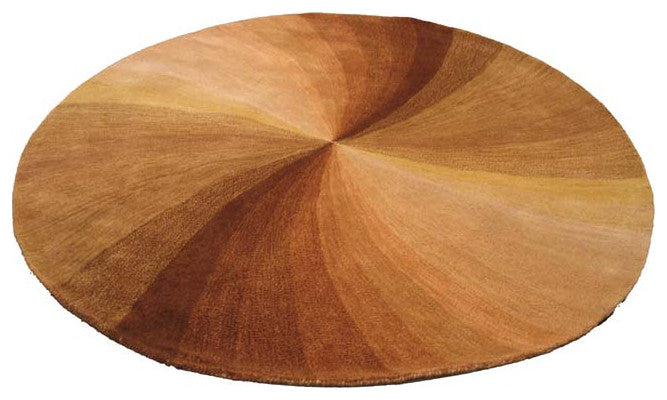 Hand-Tufted Wool Brown Contemporary Abstract Swirl Rug, 6' Round