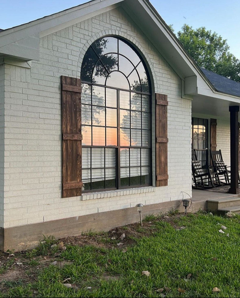 Traditional Board and Batten Exterior Shutters Pair, Coffee Brown, 54"