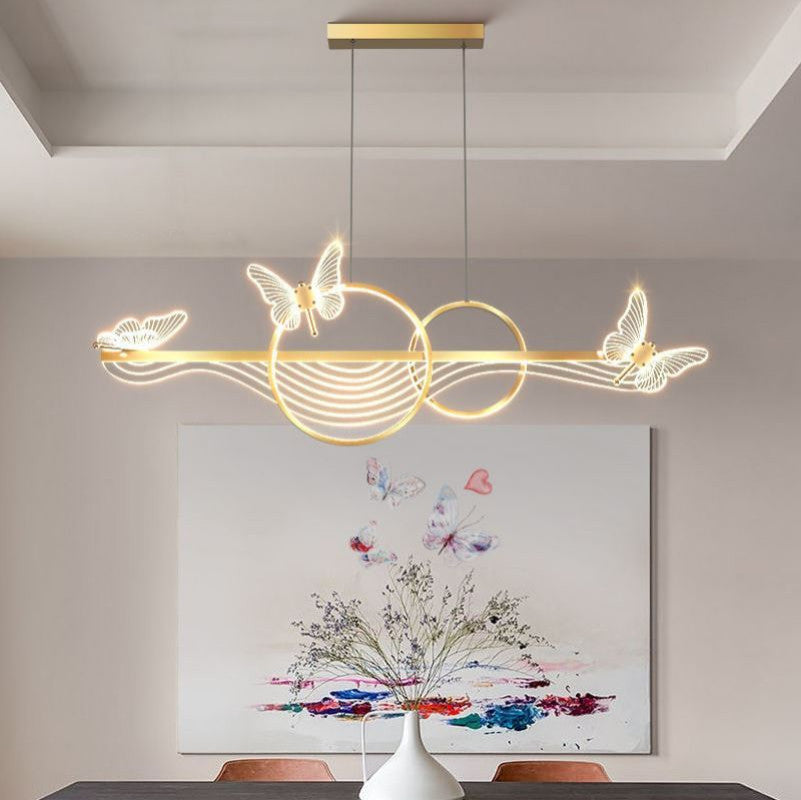 Aigle | Gold Butterfly Chandelier for Dining Room, Gold, Cool Light